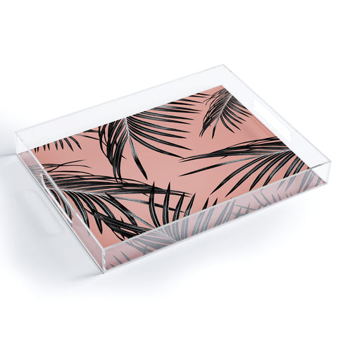Anita's & Bella's Artwork Black Palm Leaves Dream 5 Acrylic Tray