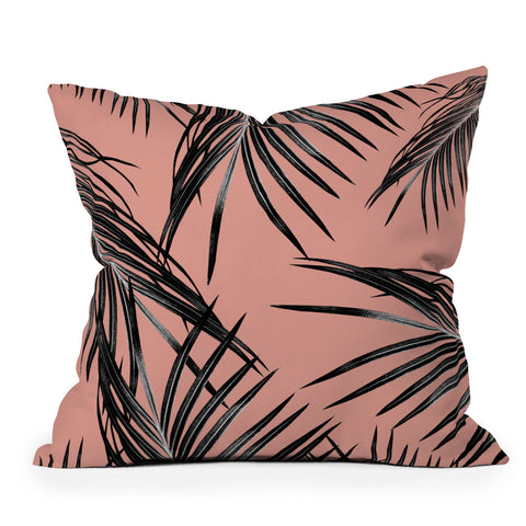 Anita's & Bella's Artwork Black Palm Leaves Dream 5 Outdoor Throw Pillow