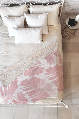 Anita's & Bella's Artwork Blush Banana Leaves Dream 11 Fleece Throw Blanket