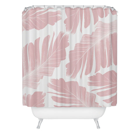 Anita's & Bella's Artwork Blush Banana Leaves Dream 11 Shower Curtain