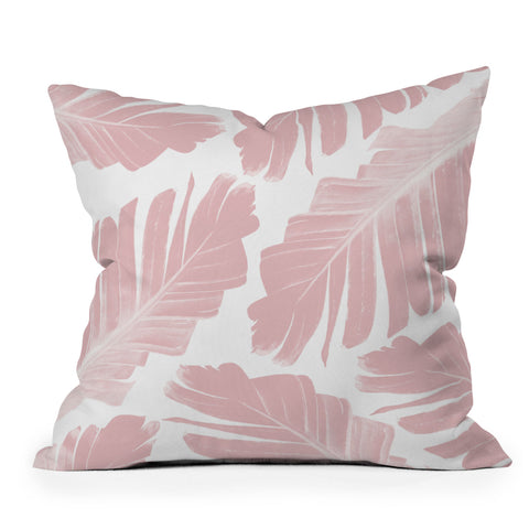 Anita's & Bella's Artwork Blush Banana Leaves Dream 11 Outdoor Throw Pillow