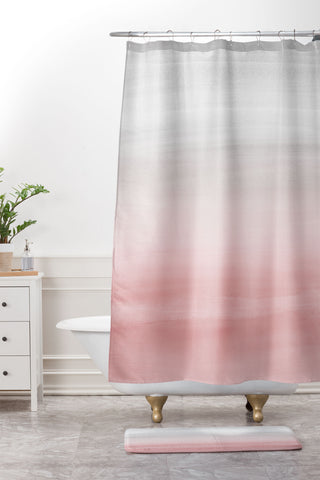 Anita's & Bella's Artwork Blush Gray Watercolor 1 Shower Curtain And Mat