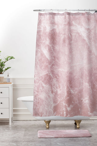 Anita's & Bella's Artwork Enigmatic Blush Pink Marble 1 Shower Curtain And Mat