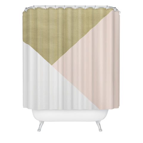 Anita's & Bella's Artwork Gold meets Blush White Shower Curtain