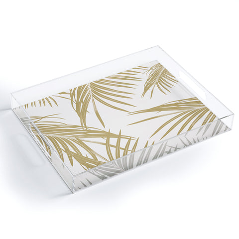 Anita's & Bella's Artwork Gold Palm Leaves Dream 1 Acrylic Tray