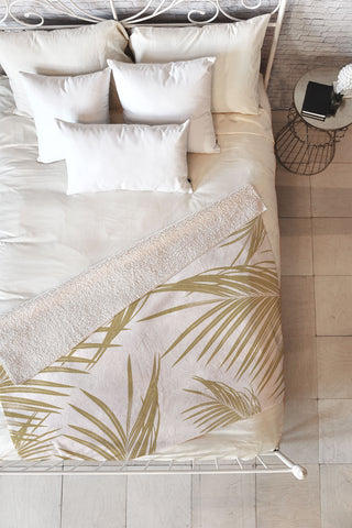 Anita's & Bella's Artwork Gold Palm Leaves Dream 1 Fleece Throw Blanket