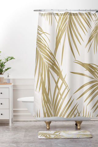 Anita's & Bella's Artwork Gold Palm Leaves Dream 1 Shower Curtain And Mat