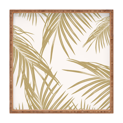 Anita's & Bella's Artwork Gold Palm Leaves Dream 1 Square Tray