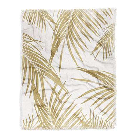 Anita's & Bella's Artwork Gold Palm Leaves Dream 1 Throw Blanket