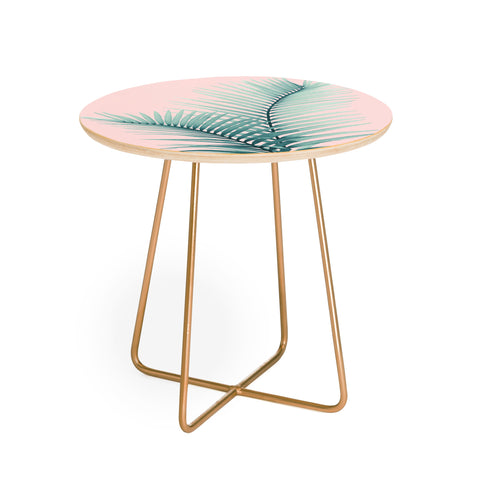 Anita's & Bella's Artwork Intertwined Palm Leaves in Love Round Side Table