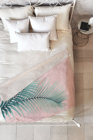 Anita's & Bella's Artwork Intertwined Palm Leaves in Love Fleece Throw Blanket