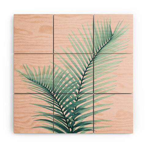 Anita's & Bella's Artwork Intertwined Palm Leaves in Love Wood Wall Mural