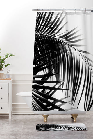 Anita's & Bella's Artwork Palm Leaves Black White Vibes Shower Curtain And Mat