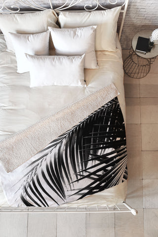 Anita's & Bella's Artwork Palm Leaves BW Vibes 1 Fleece Throw Blanket