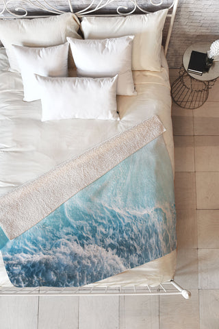 Anita's & Bella's Artwork Soft Turquoise Ocean Dream Waves Fleece Throw Blanket