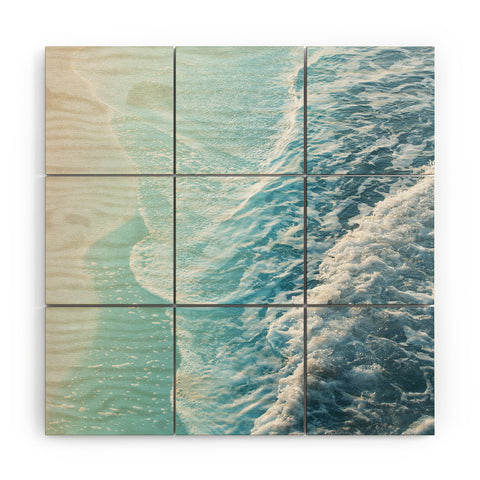 Anita's & Bella's Artwork Soft Turquoise Ocean Dream Waves Wood Wall Mural