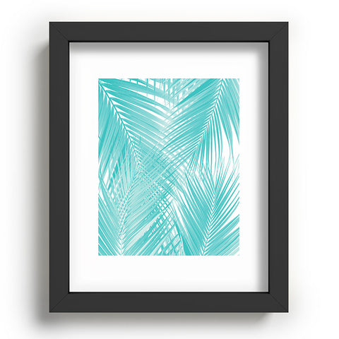 Anita's & Bella's Artwork Soft Turquoise Palm Leaves Dream Recessed Framing Rectangle