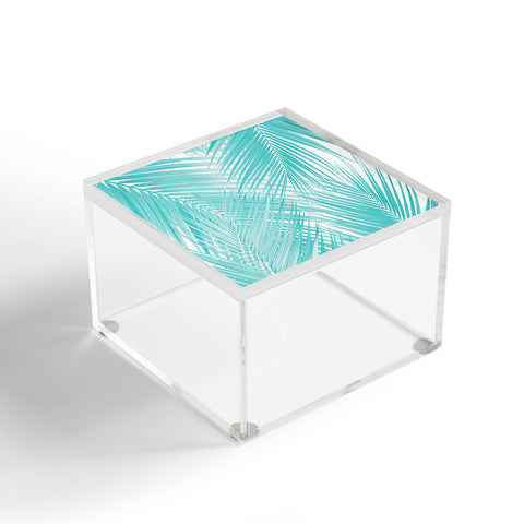 Anita's & Bella's Artwork Soft Turquoise Palm Leaves Dream Acrylic Box