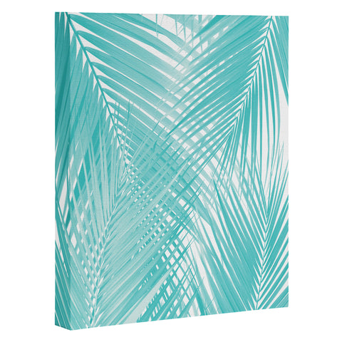 Anita's & Bella's Artwork Soft Turquoise Palm Leaves Dream Art Canvas
