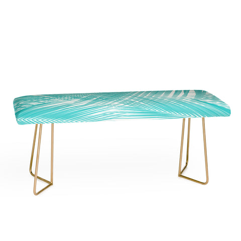 Anita's & Bella's Artwork Soft Turquoise Palm Leaves Dream Bench