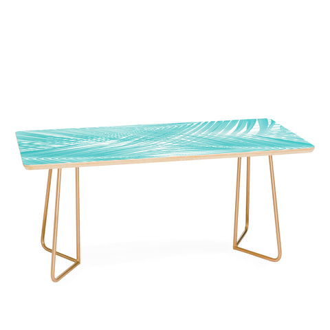 Anita's & Bella's Artwork Soft Turquoise Palm Leaves Dream Coffee Table