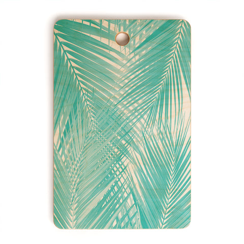Anita's & Bella's Artwork Soft Turquoise Palm Leaves Dream Cutting Board Rectangle