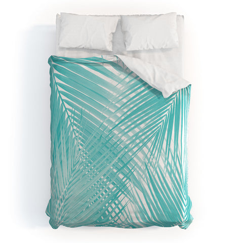 Anita's & Bella's Artwork Soft Turquoise Palm Leaves Dream Duvet Cover