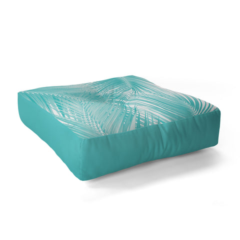 Anita's & Bella's Artwork Soft Turquoise Palm Leaves Dream Floor Pillow Square