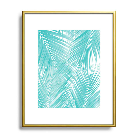 Anita's & Bella's Artwork Soft Turquoise Palm Leaves Dream Metal Framed Art Print