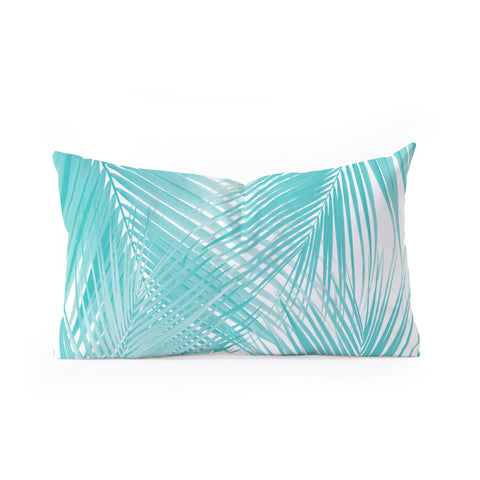 Anita's & Bella's Artwork Soft Turquoise Palm Leaves Dream Oblong Throw Pillow