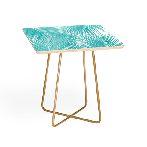 Anita's & Bella's Artwork Soft Turquoise Palm Leaves Dream Side Table