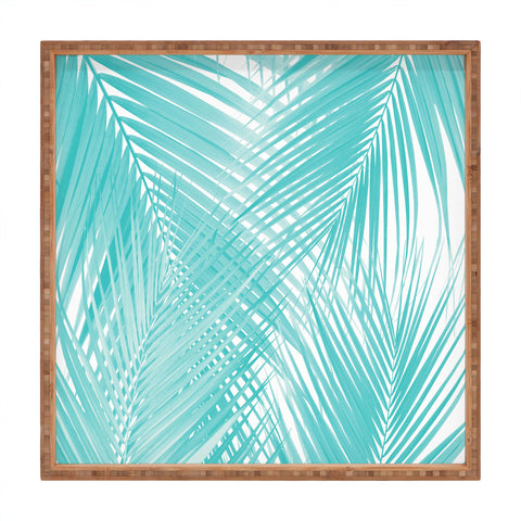 Anita's & Bella's Artwork Soft Turquoise Palm Leaves Dream Square Tray