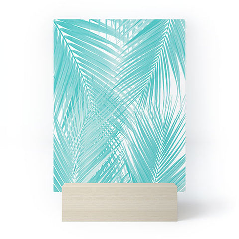 Anita's & Bella's Artwork Soft Turquoise Palm Leaves Dream Mini Art Print