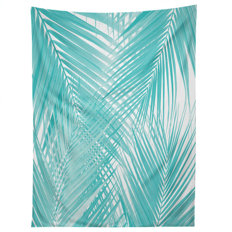 Anita's & Bella's Artwork Soft Turquoise Palm Leaves Dream Tapestry