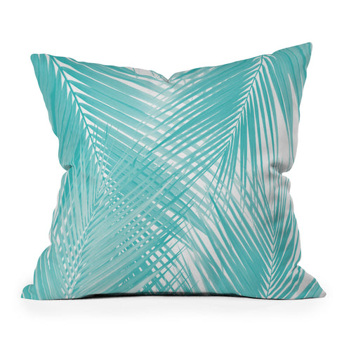 Anita's & Bella's Artwork Soft Turquoise Palm Leaves Dream Outdoor Throw Pillow