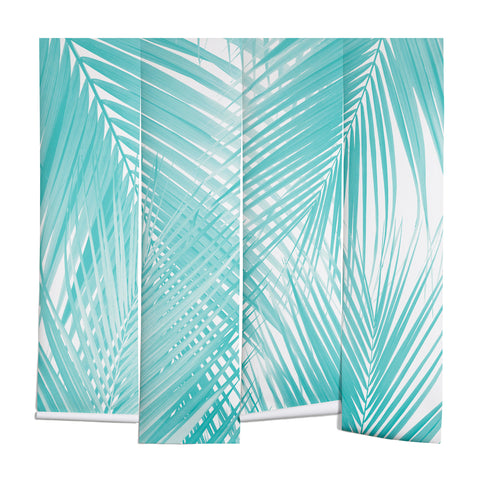 Anita's & Bella's Artwork Soft Turquoise Palm Leaves Dream Wall Mural