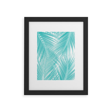 Anita's & Bella's Artwork Soft Turquoise Palm Leaves Dream Framed Art Print