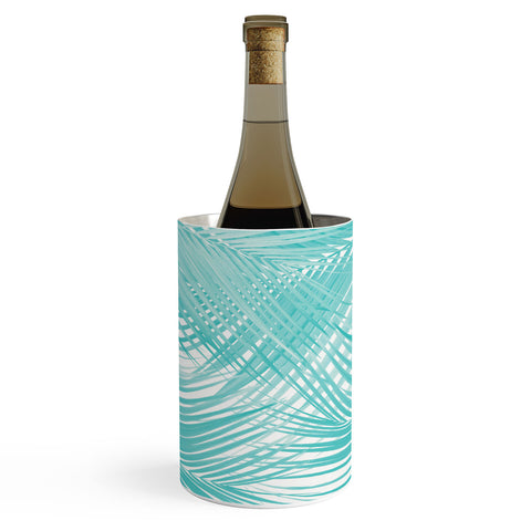 Anita's & Bella's Artwork Soft Turquoise Palm Leaves Dream Wine Chiller