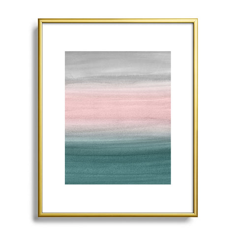 Anita's & Bella's Artwork Teal Blush Gray Watercolor Metal Framed Art Print