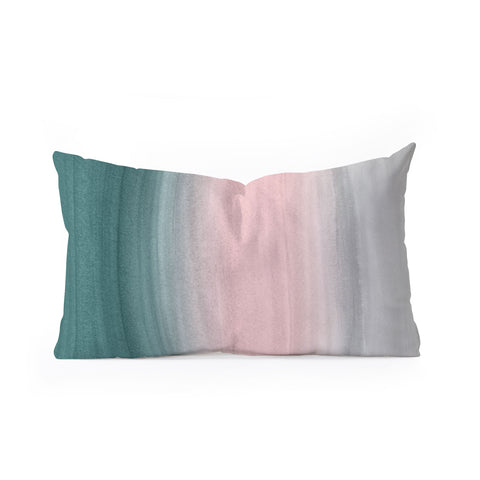 Anita's & Bella's Artwork Teal Blush Gray Watercolor Oblong Throw Pillow