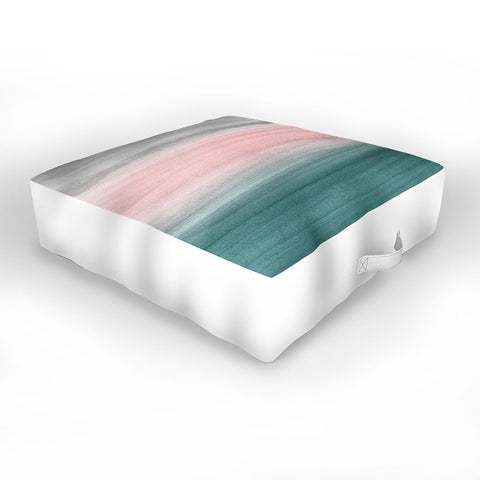 Anita's & Bella's Artwork Teal Blush Gray Watercolor Outdoor Floor Cushion