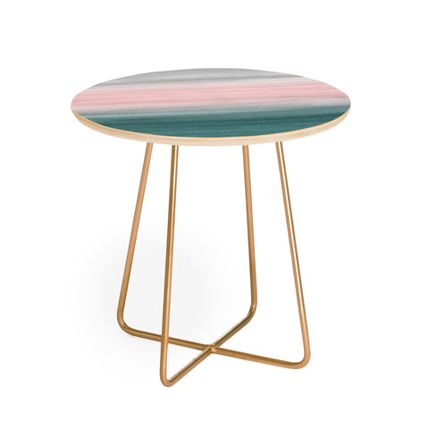 Anita's & Bella's Artwork Teal Blush Gray Watercolor Round Side Table