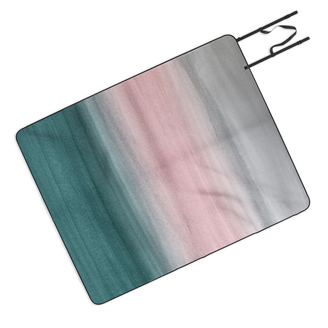 Anita's & Bella's Artwork Teal Blush Gray Watercolor Picnic Blanket