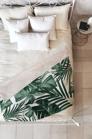 Anita's & Bella's Artwork Tropical Jungle Leaves 4 Fleece Throw Blanket