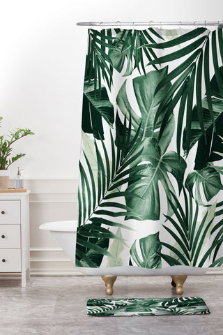 Anita's & Bella's Artwork Tropical Jungle Leaves 4 Shower Curtain And Mat