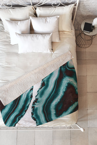 Anita's & Bella's Artwork Turquoise Brown Agate 1 Fleece Throw Blanket