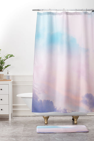 Anita's & Bella's Artwork Unicorn Pastel Clouds 5 Shower Curtain And Mat
