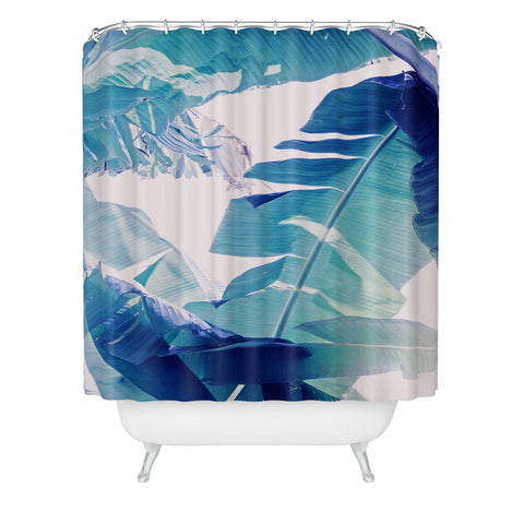 Ann Hudec Banana Leaf Blue Shower Curtain
