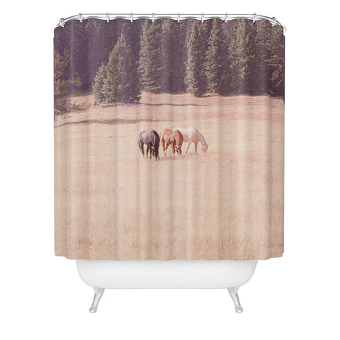 Ann Hudec Montana Horses Shower Curtain
