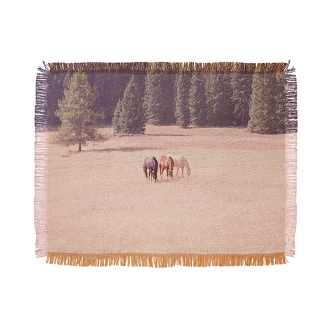 Ann Hudec Montana Horses Throw Blanket